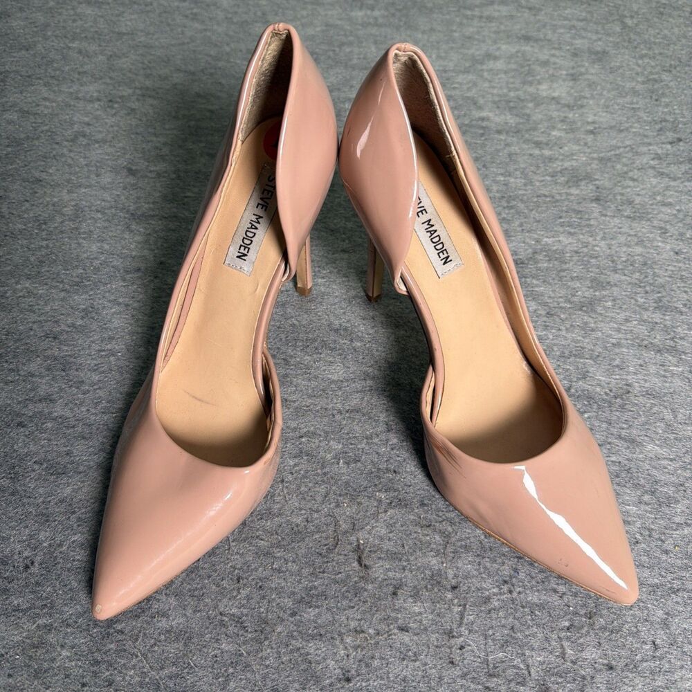 Steve Madden Nude Patent Pointed Toe Block Heel Pumps Women’s Size 8.5 D’Orsay